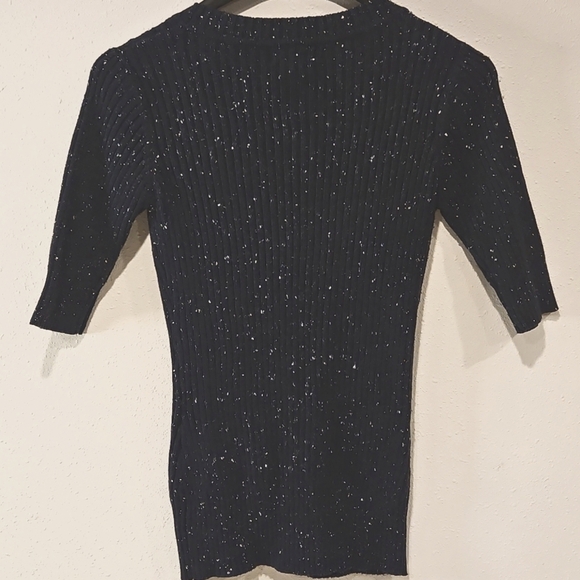 Vintage iDaisy sz. M Short Sleeve V Neck Sweater Cardigan w Plaid Buttons - Picture 5 of 6